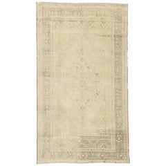 Muted Vintage Turkish Oushak Rug, Cozy Simplicity Meets Earth-Tone Elegance