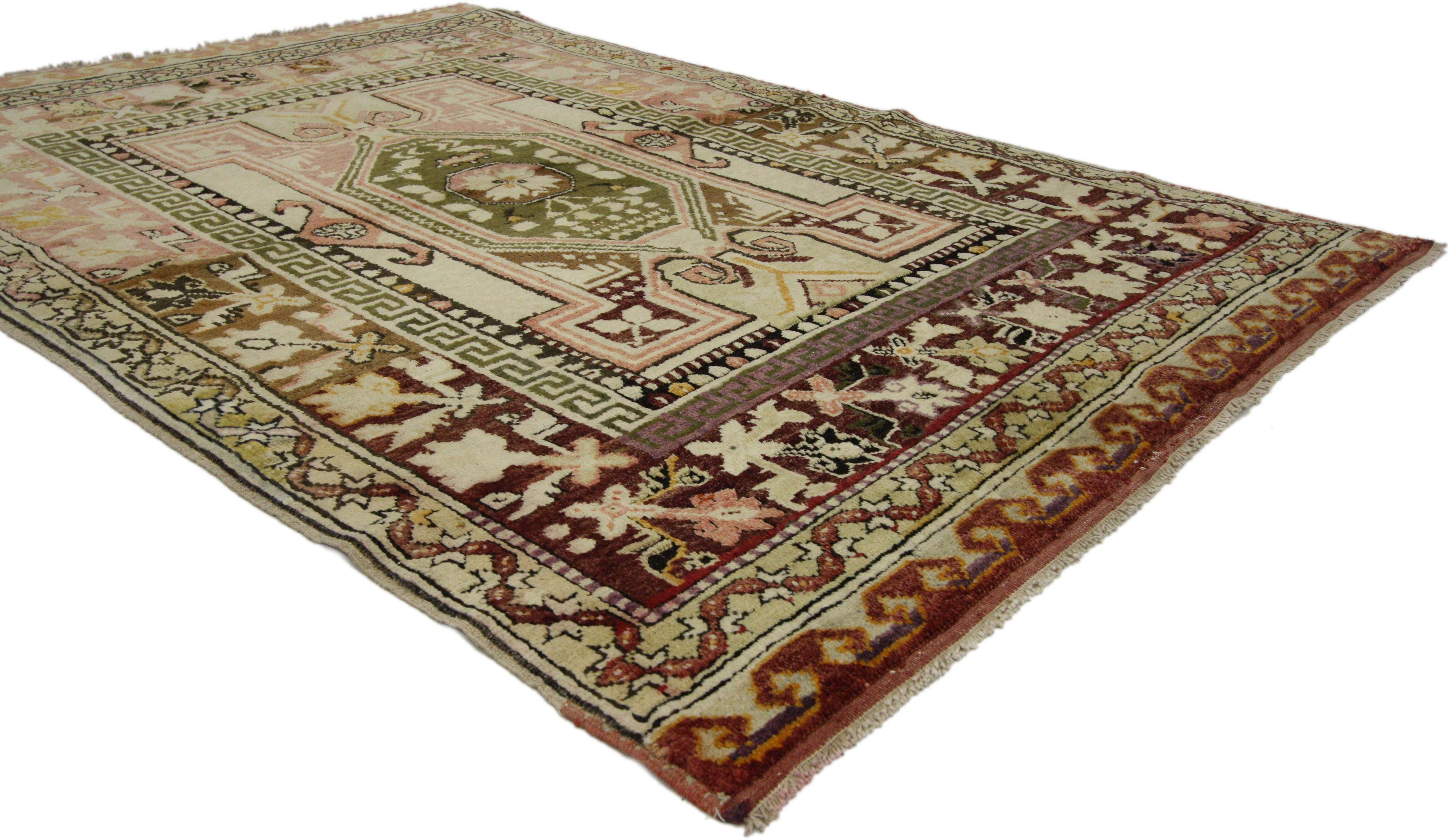 50906 Vintage Turkish Oushak Rug with Modern Style. Give your home modern style with the dynamic and dramatic look found in this vintage Turkish Oushak rug. This Turkish Oushak rug bears a remarkable air of chic sophistication with its modern style