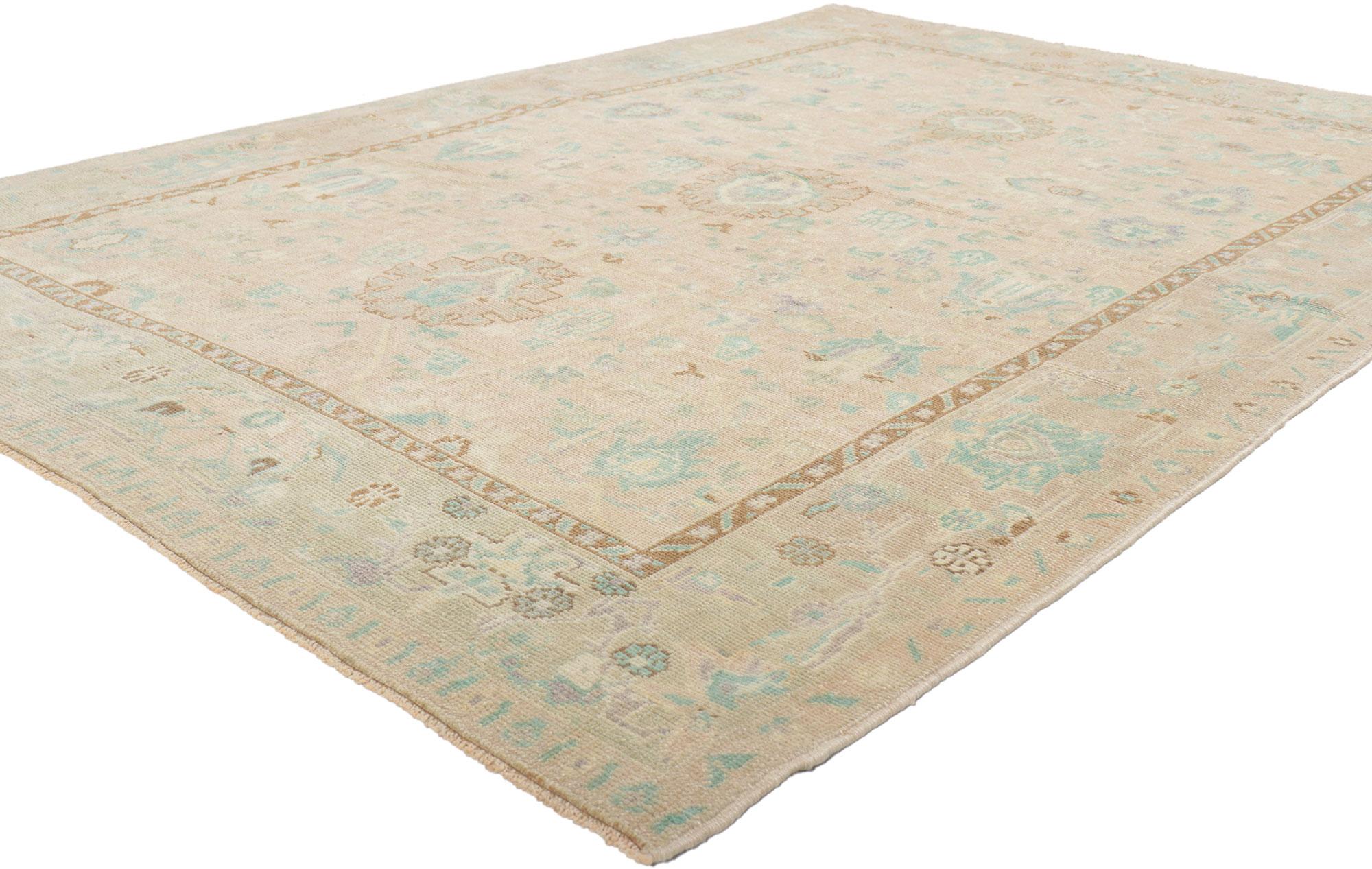 Vieux tapis turc Oushak avec style de cottage gustavien suédois en vente 10