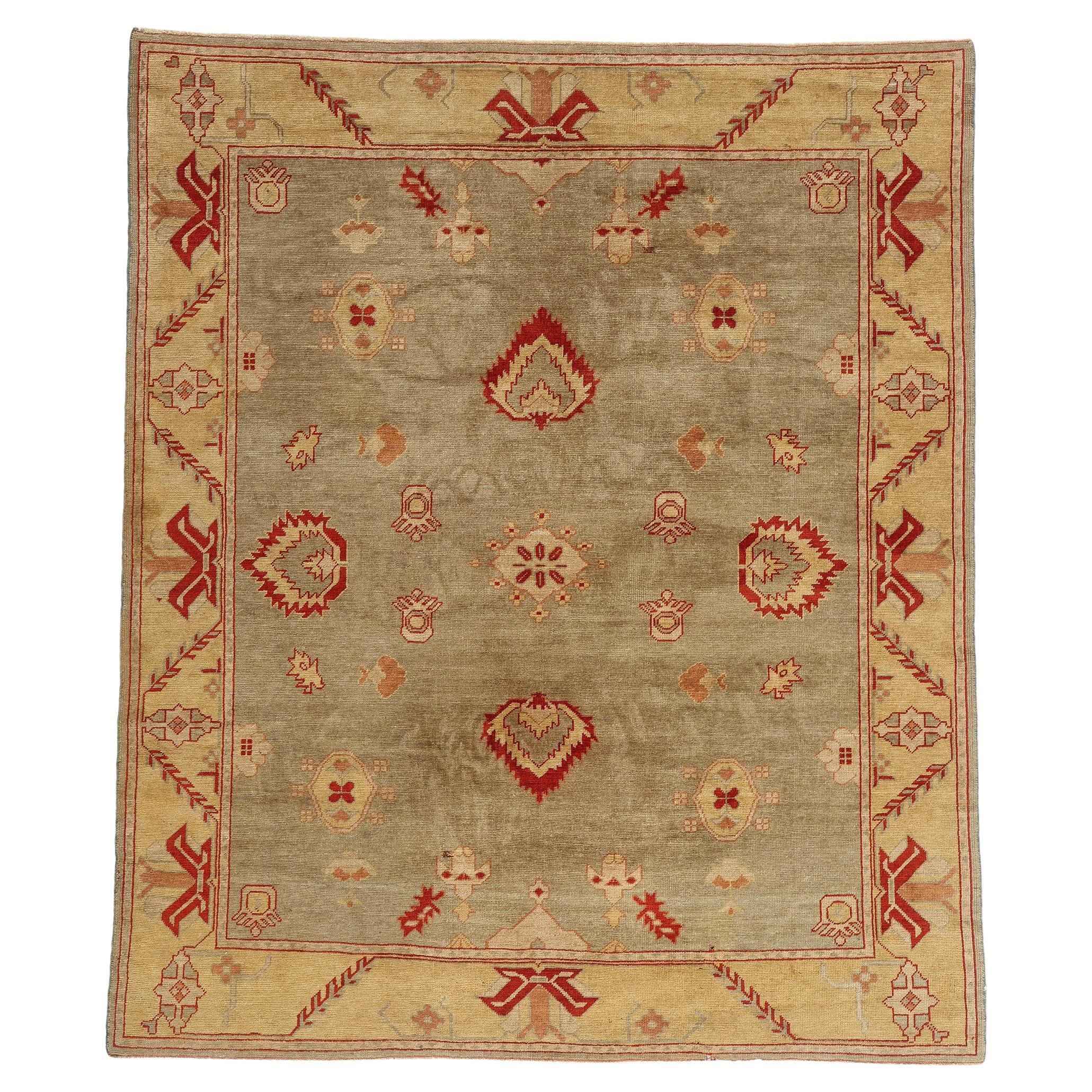 Tappeto Oushak turco d'epoca in stile moderno in vendita