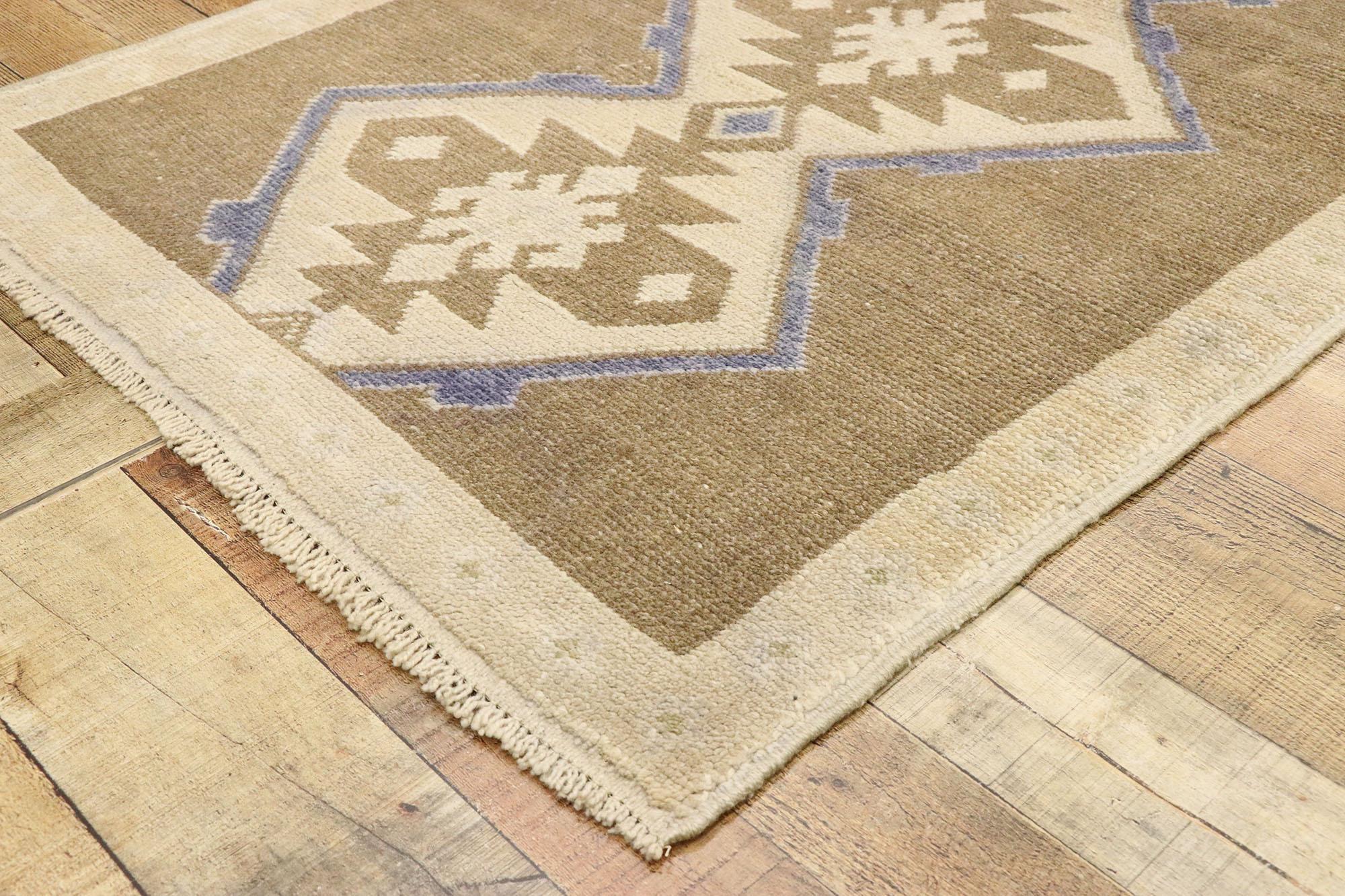 Wool Vintage Turkish Oushak Rug with Modern Bohemian Style For Sale