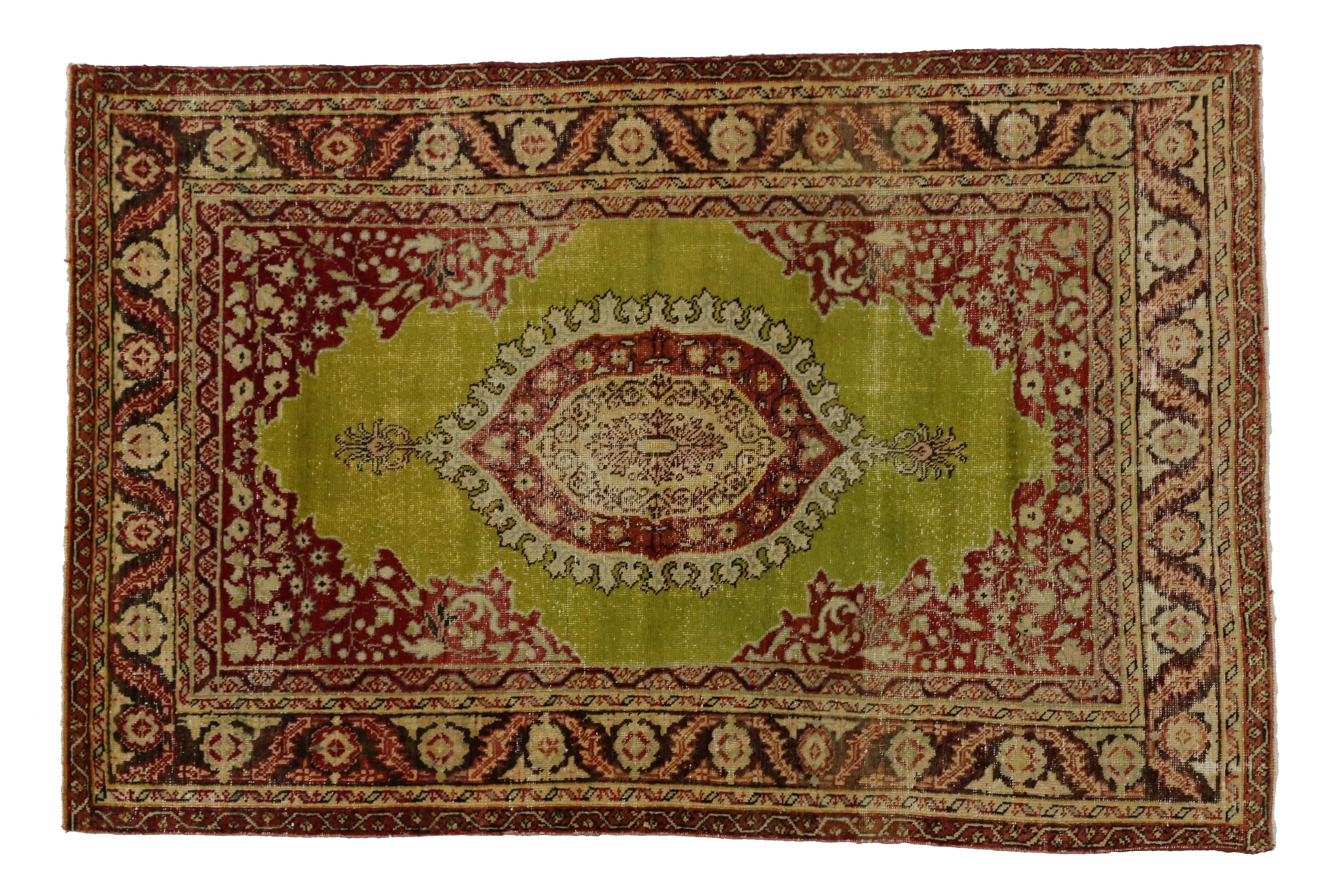 Vintage Turkish Oushak Rug with Modern Traditional Style, Entry or Foyer Rug In Good Condition For Sale In Dallas, TX