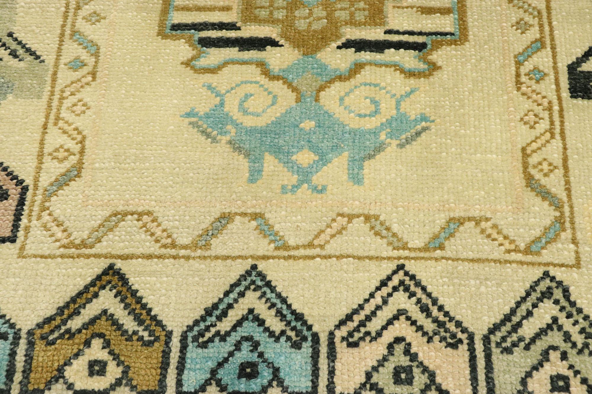 Hand-Knotted Vintage Turkish Oushak Rug with Modern Tribal Desert Boho Chic Style For Sale