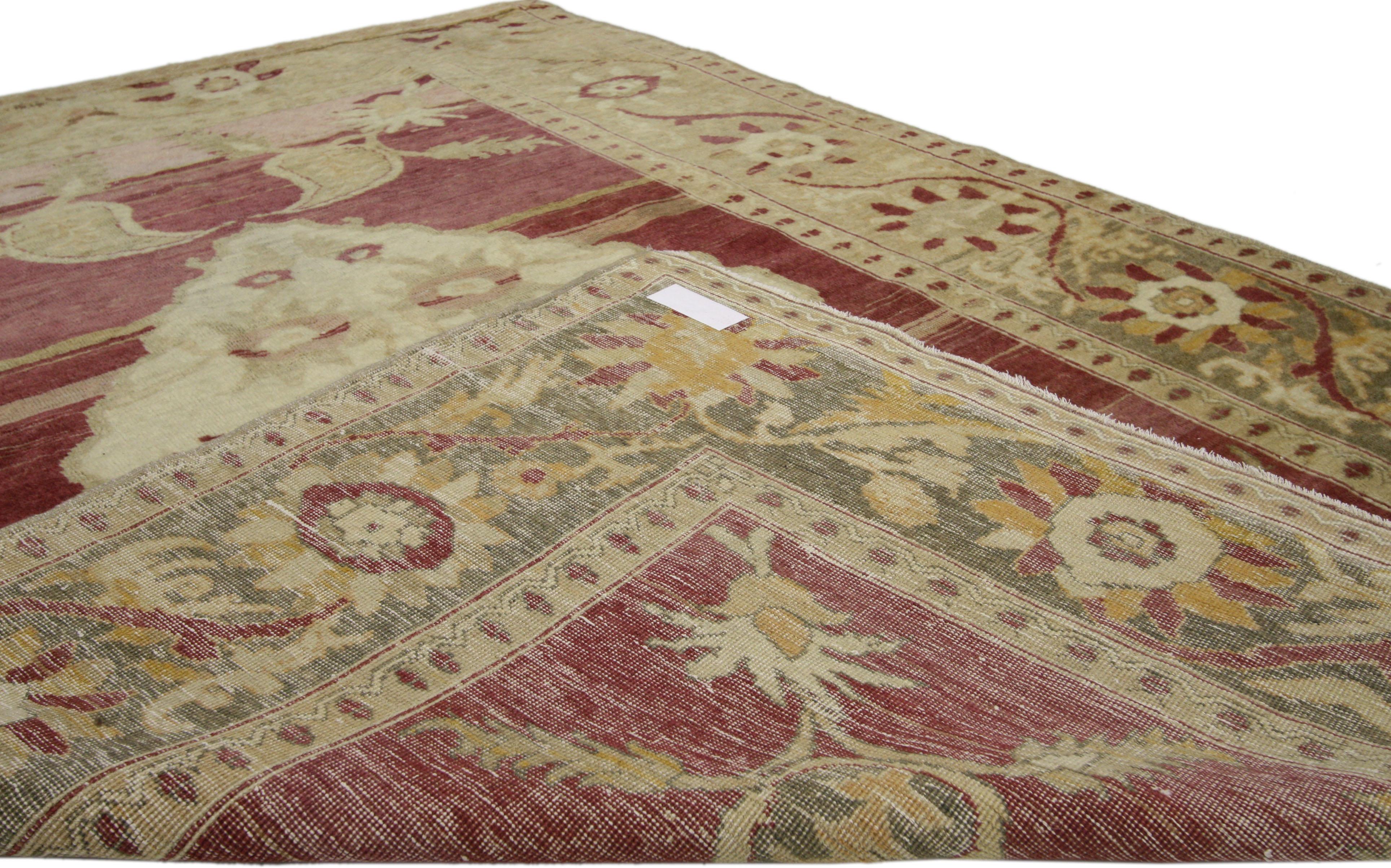 Türkischer Oushak-Teppich im modernen Stammesstil im Vintage-Stil, Eingangs- oder Foyer-Teppich im Zustand „Gut“ im Angebot in Dallas, TX