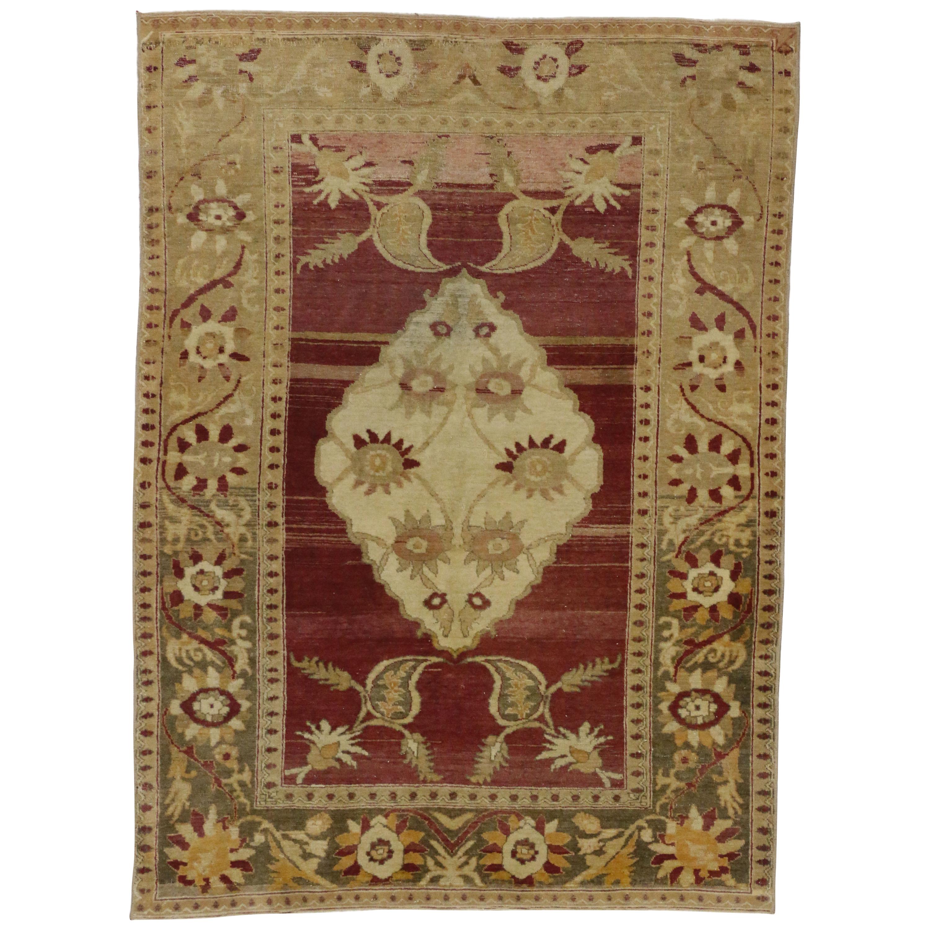 Vintage Turkish Oushak Rug with Modern Tribal Style, Entry or Foyer Rug For Sale