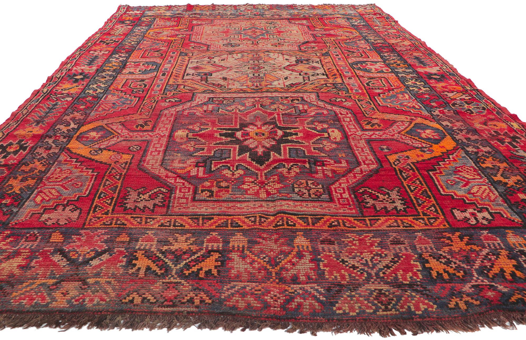 Turc Tapis turc Oushak bleu et rouge vintage en vente