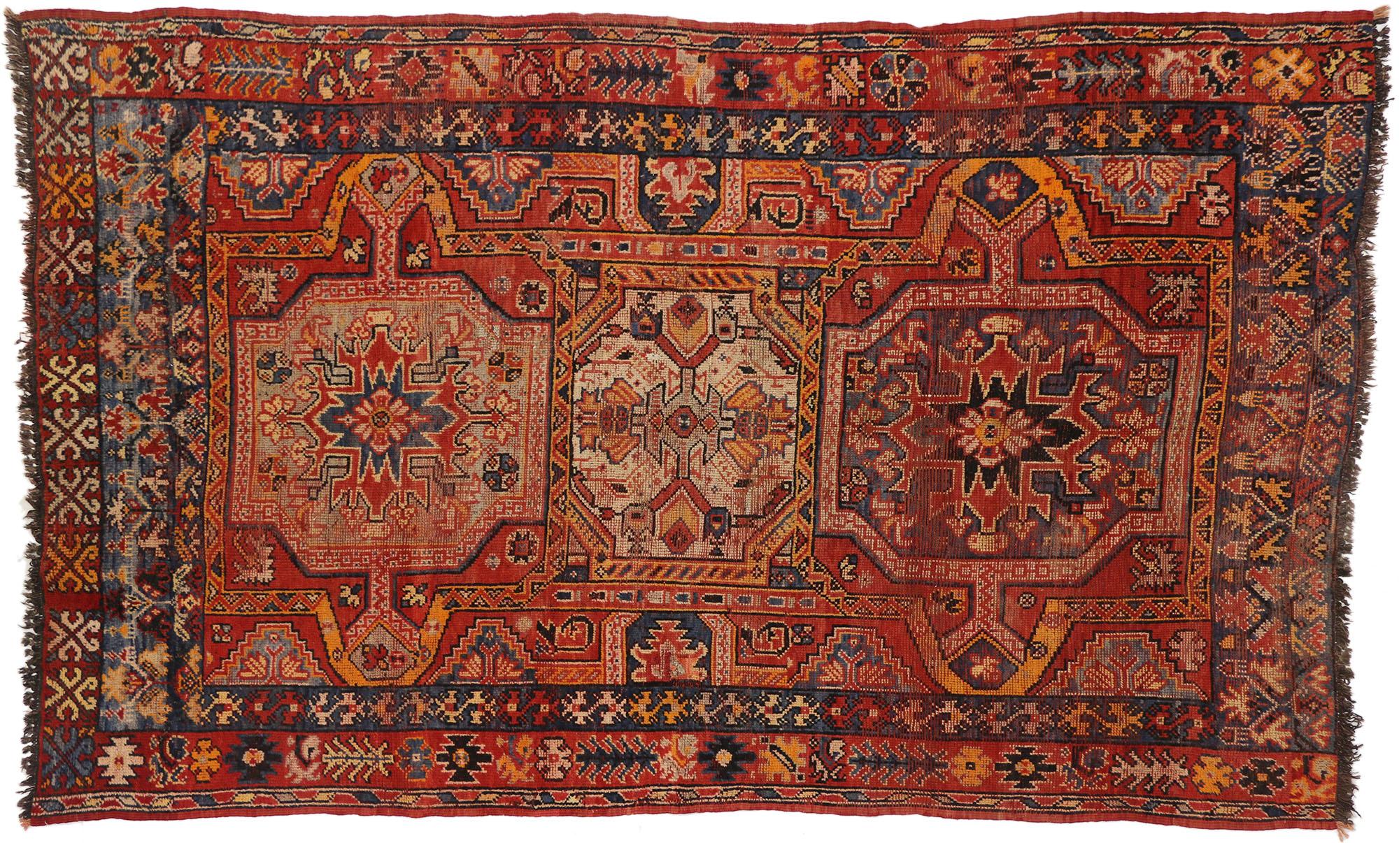 20th Century Vintage Turkish Oushak Rug with Modern Tribal Style For Sale