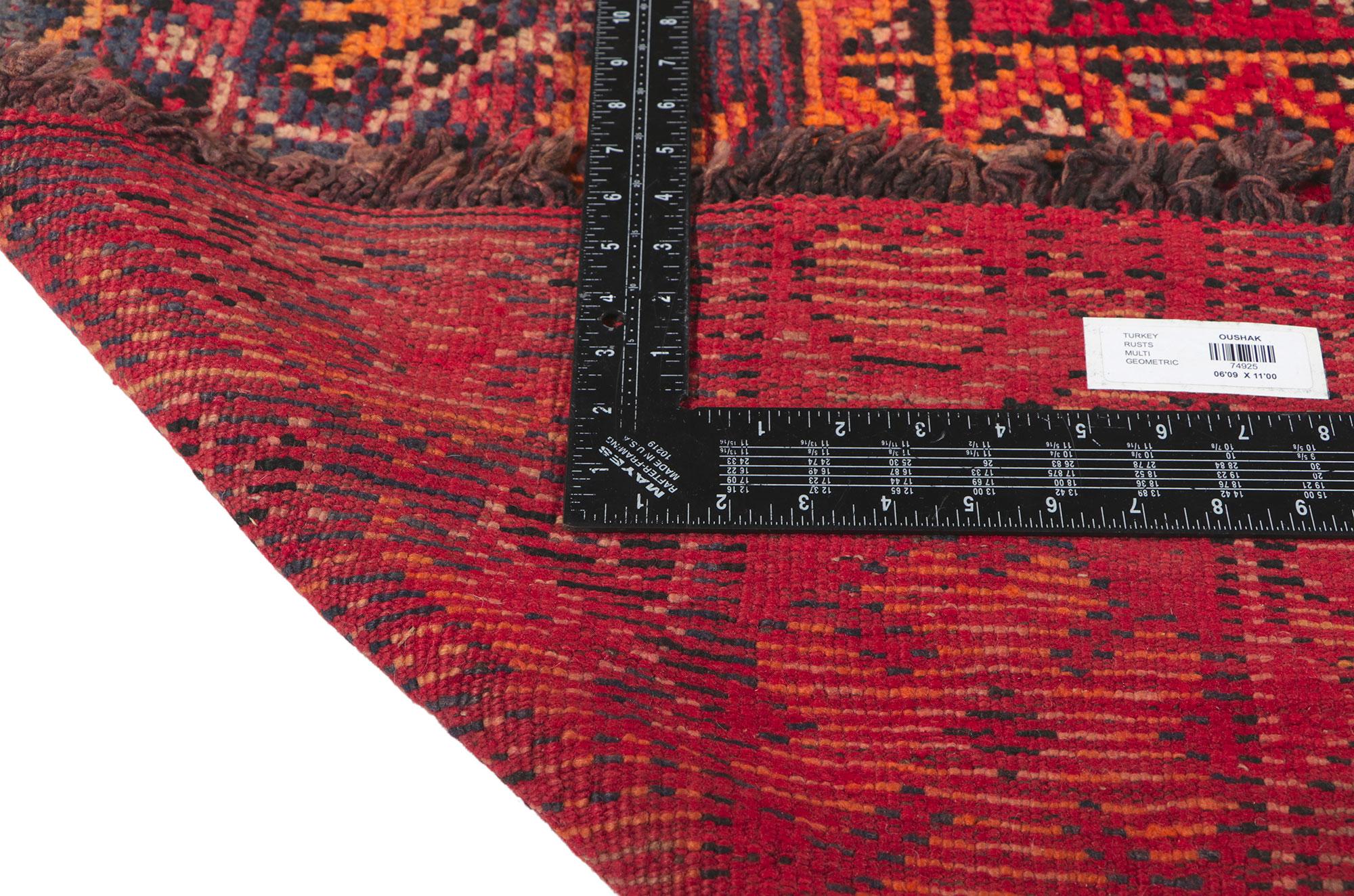 Tapis turc Oushak bleu et rouge vintage Abîmé - En vente à Dallas, TX