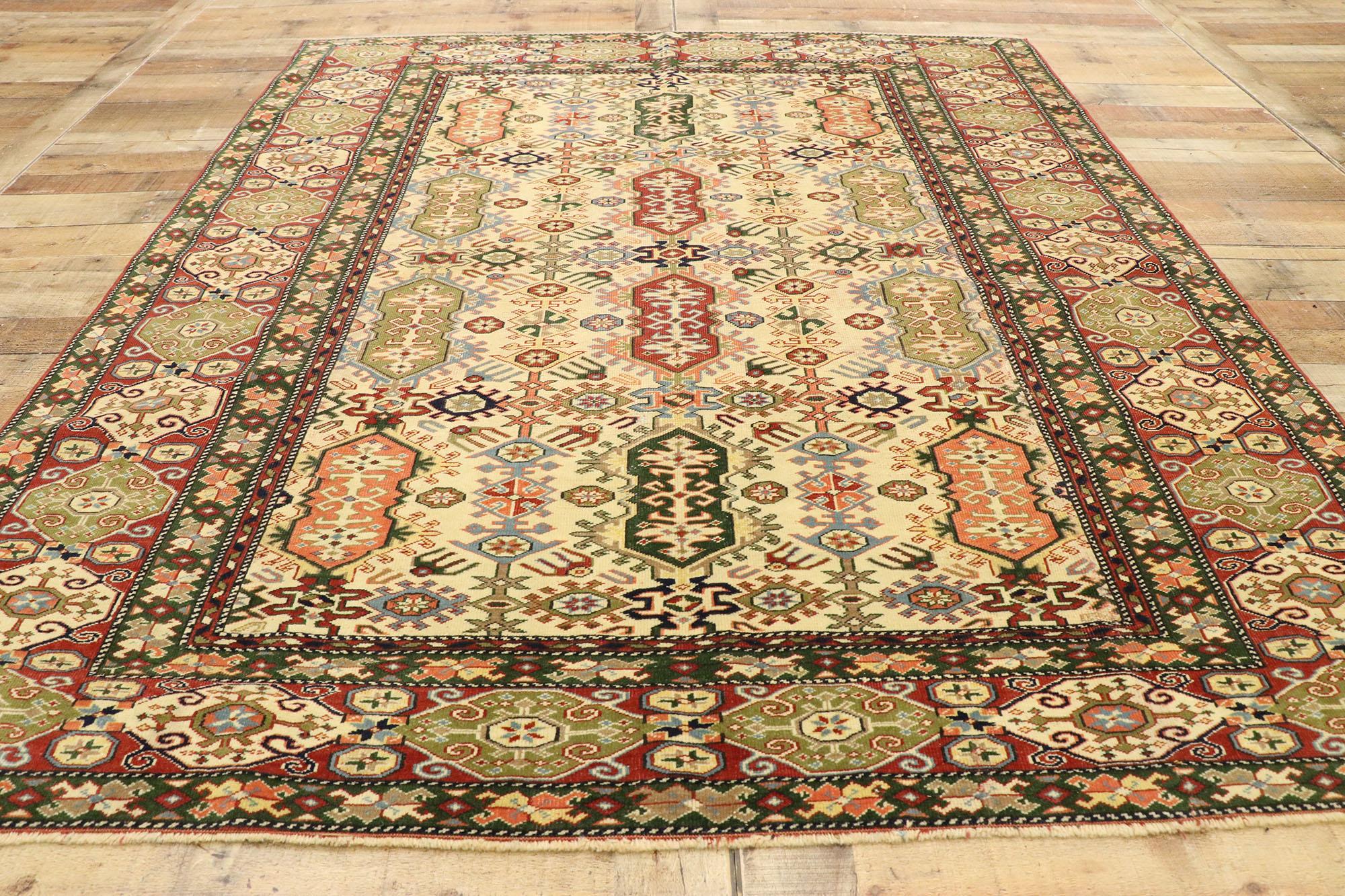 Vintage Turkish Oushak Rug with Modern Tribal Style For Sale 2