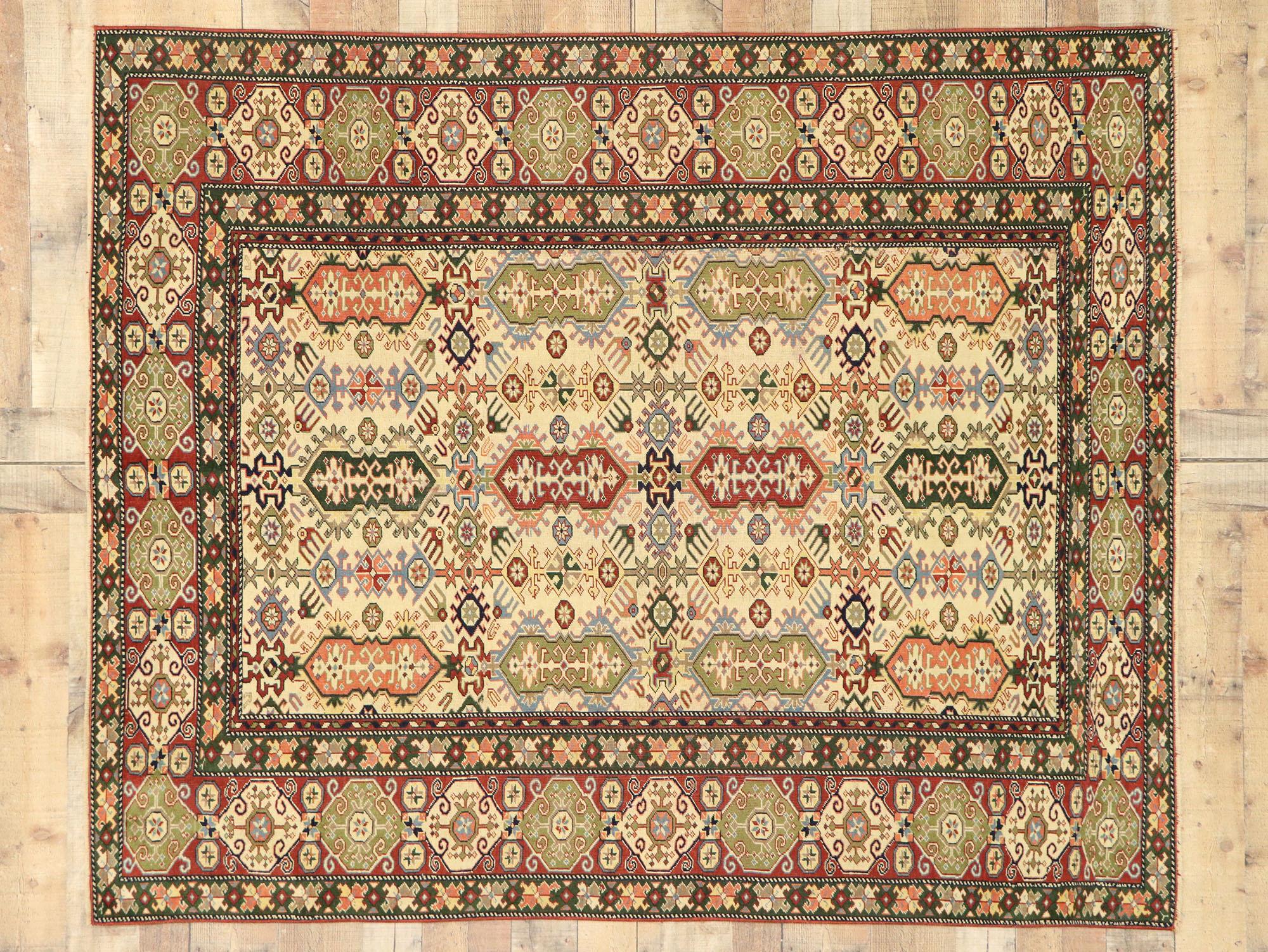 Vintage Turkish Oushak Rug with Modern Tribal Style For Sale 3