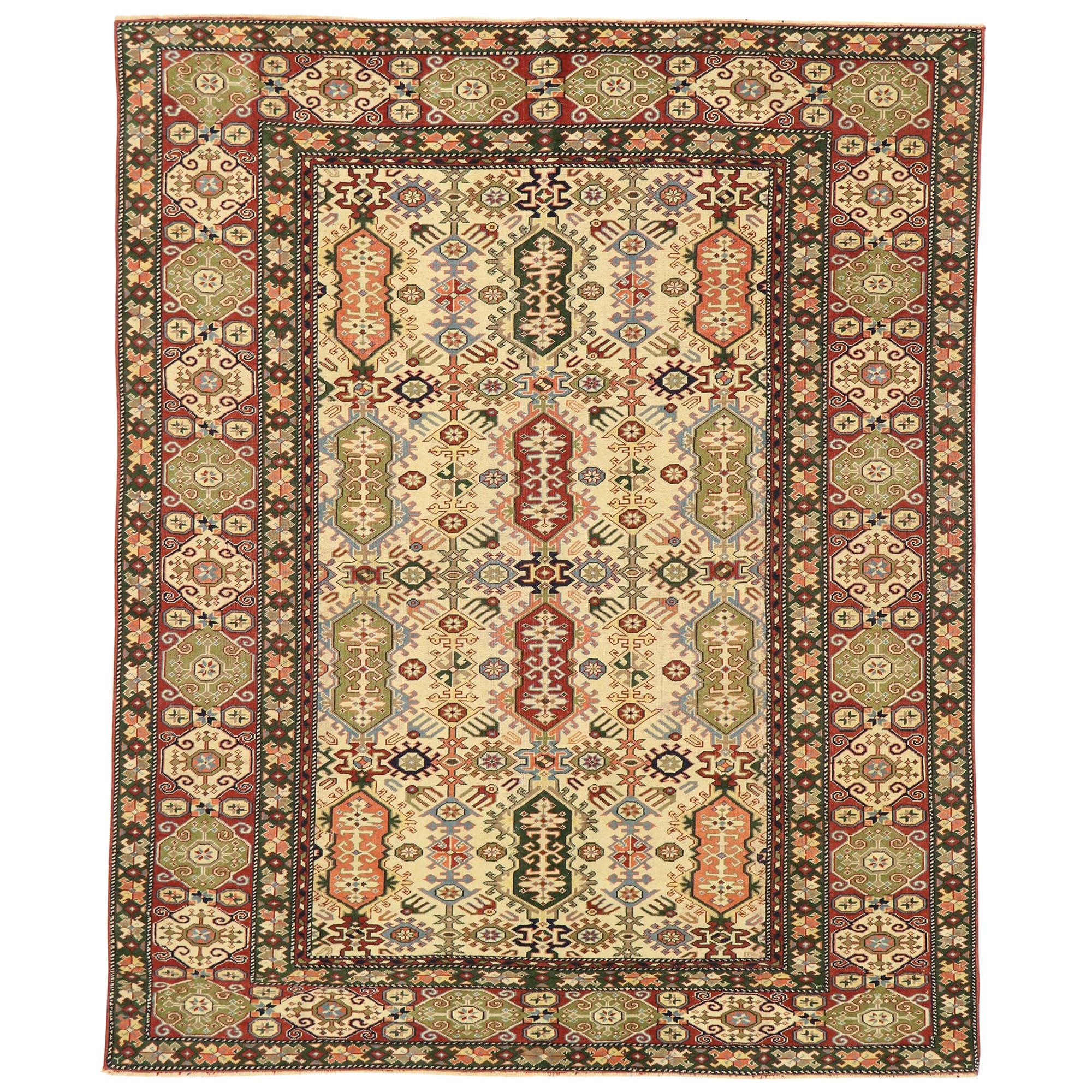 Vintage Turkish Oushak Rug with Modern Tribal Style For Sale