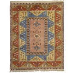 Vintage Turkish Oushak Rug with Modern Tribal Style