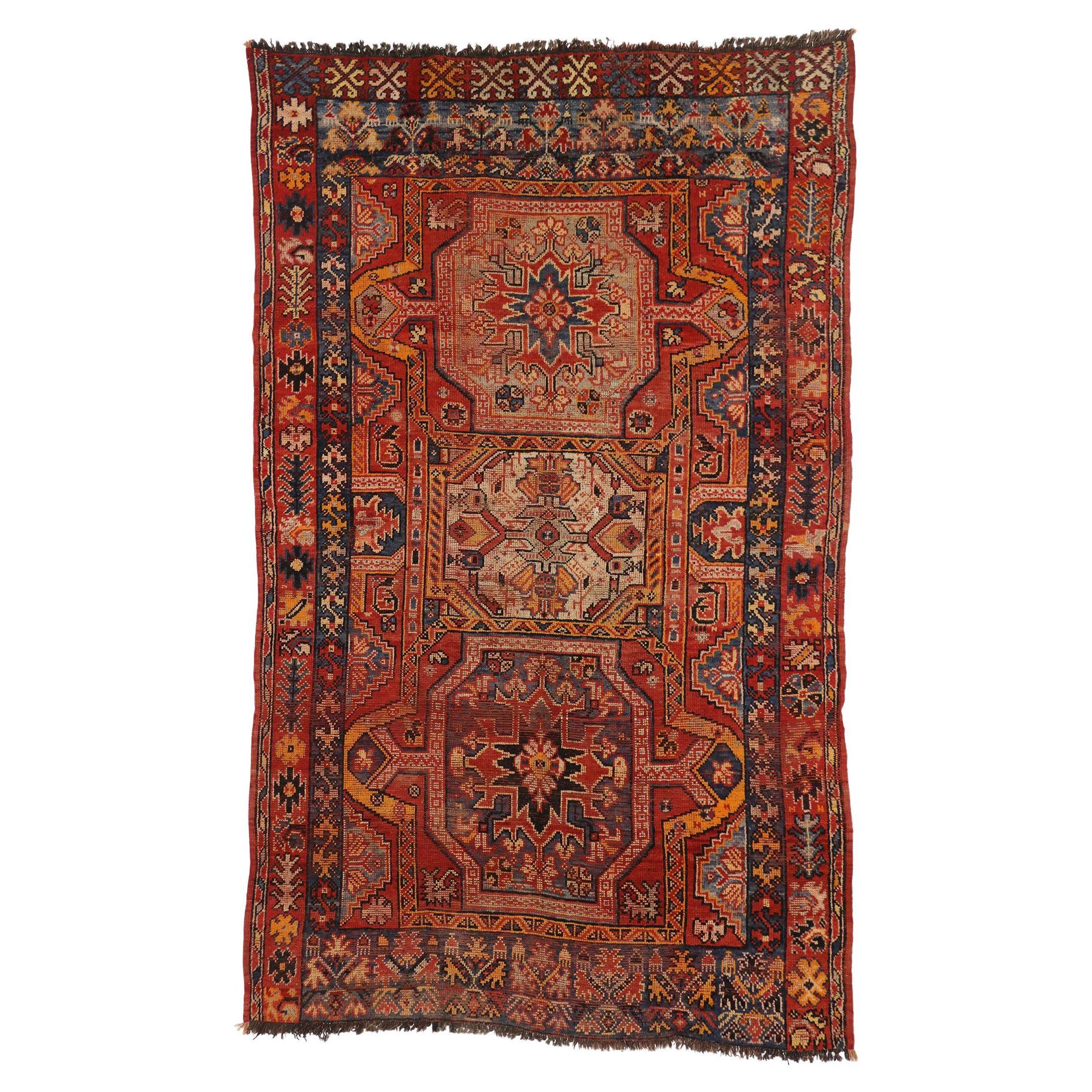 Türkischer Oushak-Teppich im modernen Stammesstil, Vintage