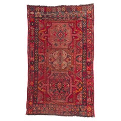 Tapis d'Oushak turc rouge vintage