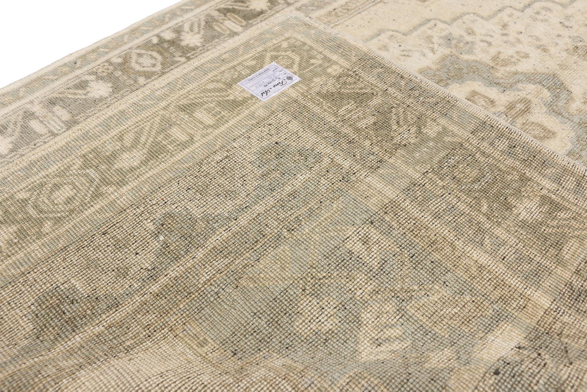 Türkischer Oushak-Teppich im modernistischen Chippendale-Stil, Vintage (20. Jahrhundert) im Angebot
