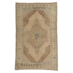 Vintage Turkish Oushak Rug with Modernist International Style and Muted Colors
