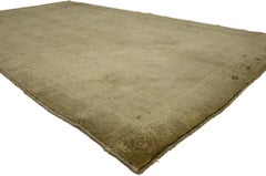 Vintage Turkish Oushak Rug with Monochromatic Mission Style and Neutral Colors