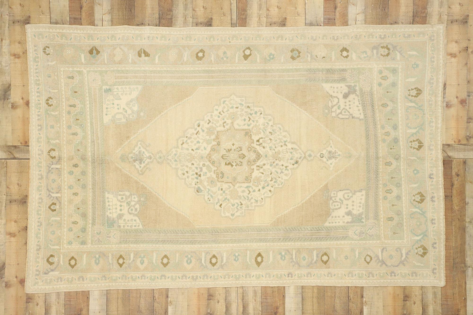 Muted Vintage Turkish Oushak Rug, Quiet Luxe Meets Calm Cohesion For Sale 2