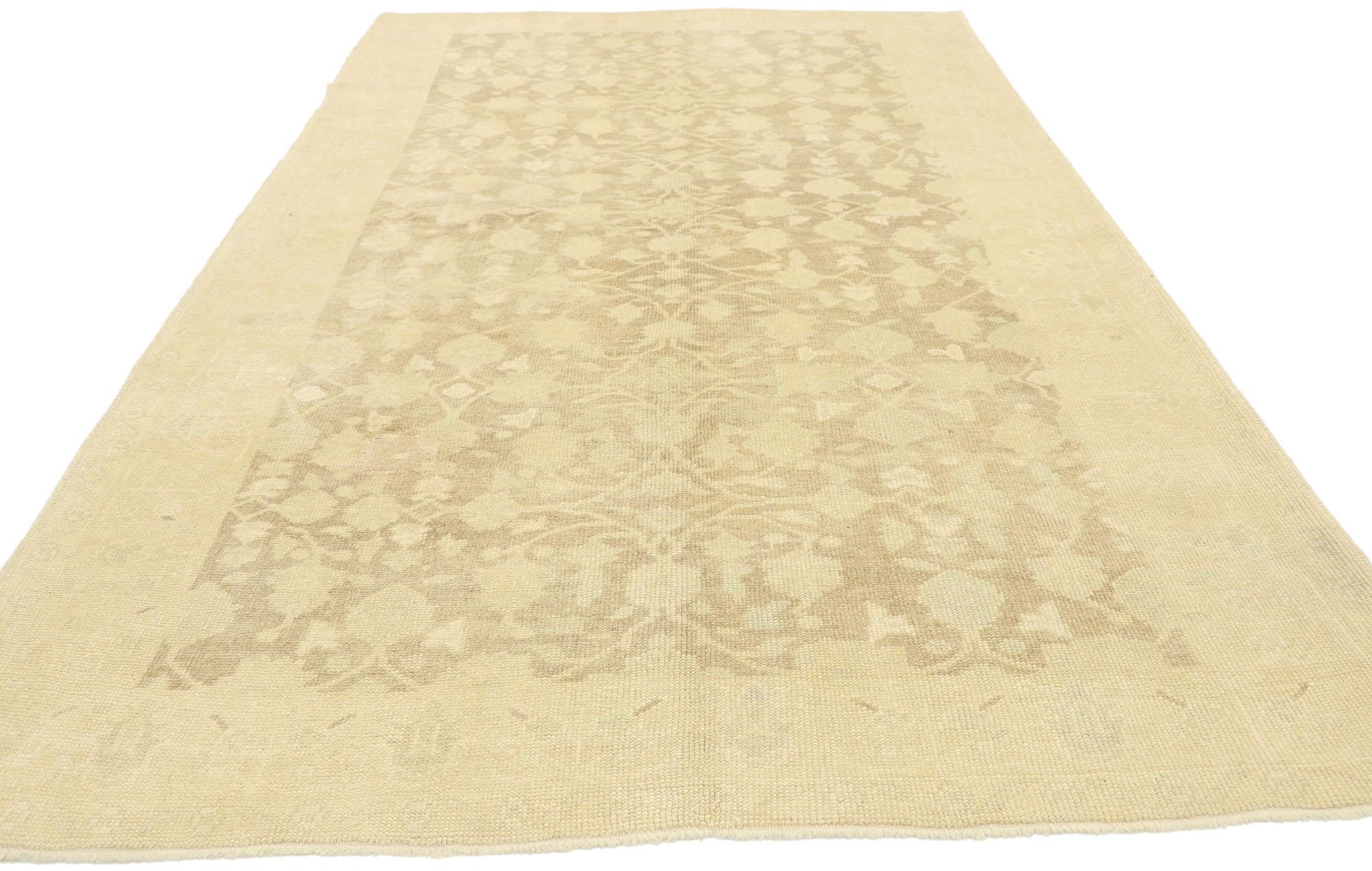 Hand-Knotted Vintage Turkish Oushak Rug with Monochromatic Mission Style For Sale