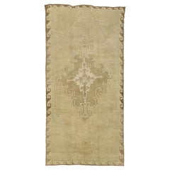 Used Turkish Oushak Rug with Monochromatic Mission Style