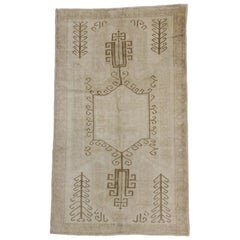 Used Turkish Oushak Rug with Monochromatic Mission Style