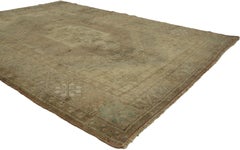 Vintage Turkish Oushak Rug with Muted Colors, Entry or Foyer Rug