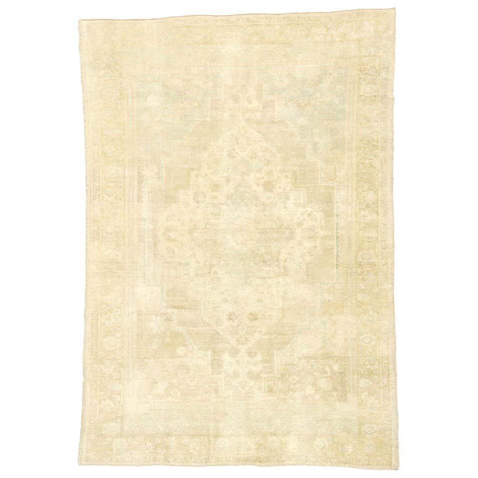 Distressed Vintage Persian Mahal Rug with Rustic Hamptons Cottage Style ...