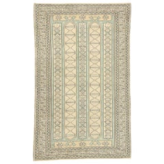 Vintage Turkish Oushak Rug with Neoclassical Palladian Style