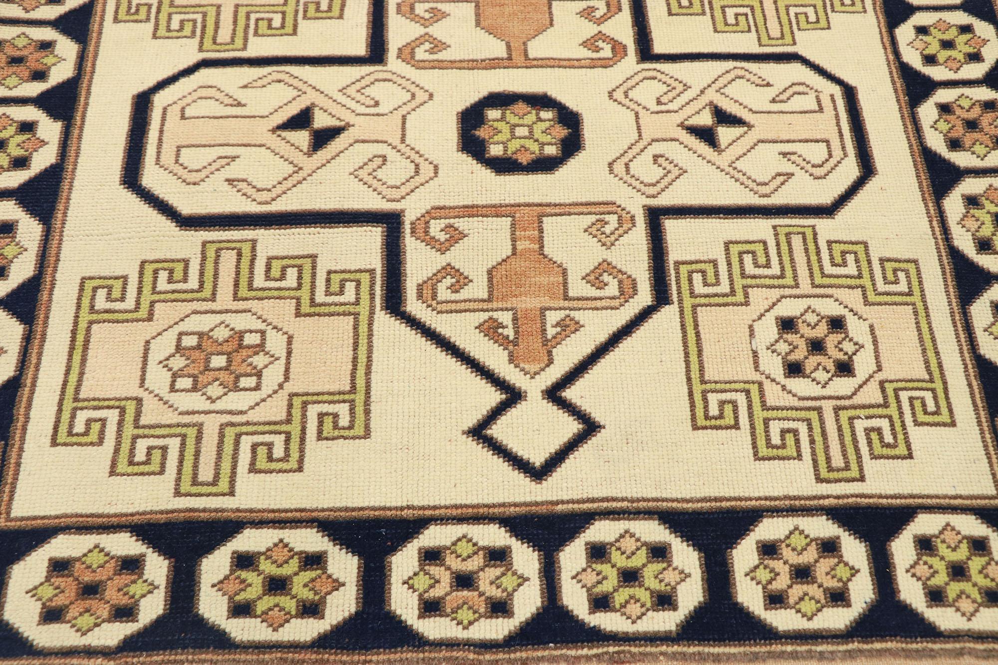 20th Century Vintage Turkish Oushak Rug with Neutral Navajo Style For Sale