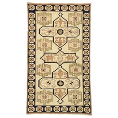 Vintage Turkish Oushak Rug with Neutral Navajo Style