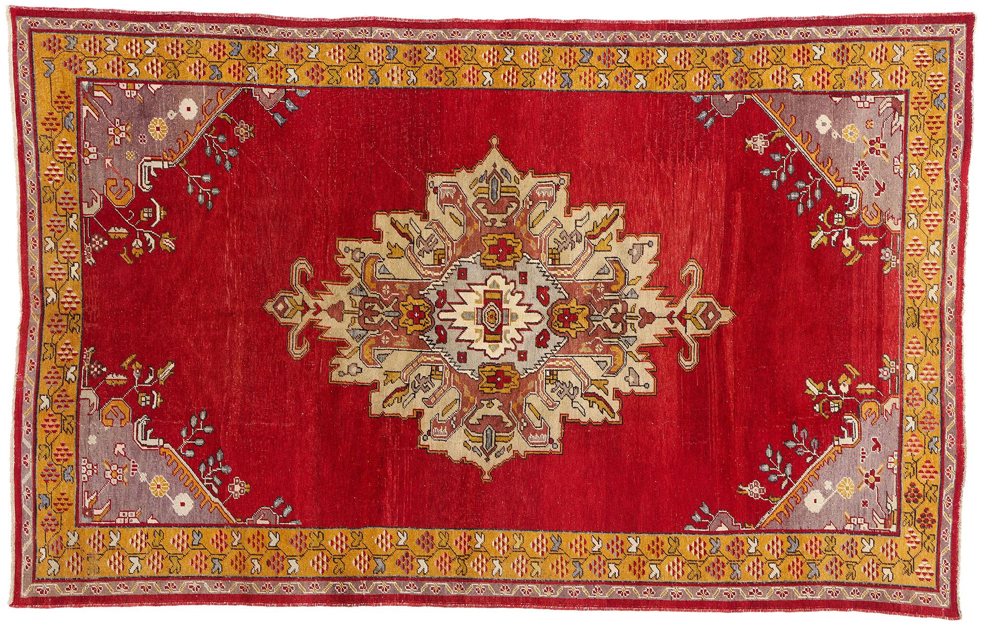 Tapis turc Oushak des années 1940 au style moderne en vente 4