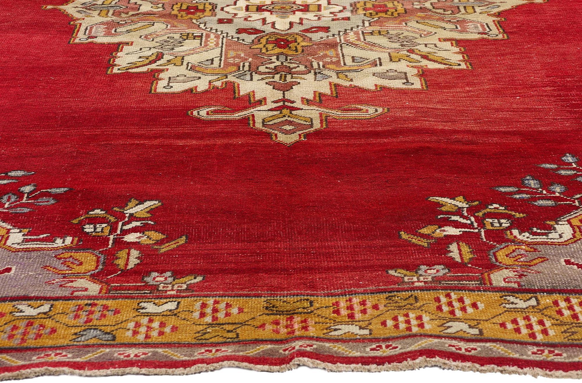 Noué à la main Tapis turc Oushak des années 1940 au style moderne en vente