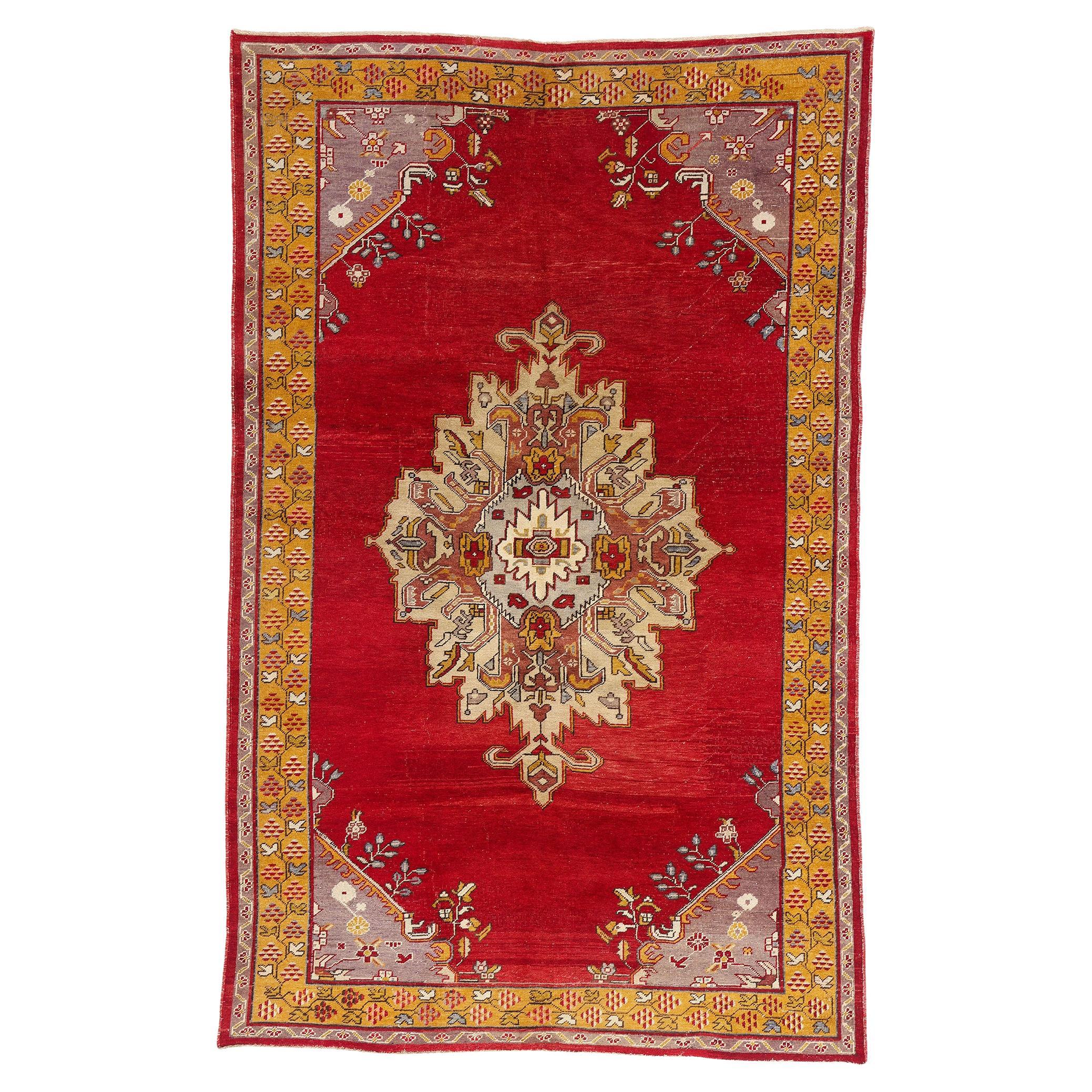 Tapis turc Oushak des années 1940 au style moderne