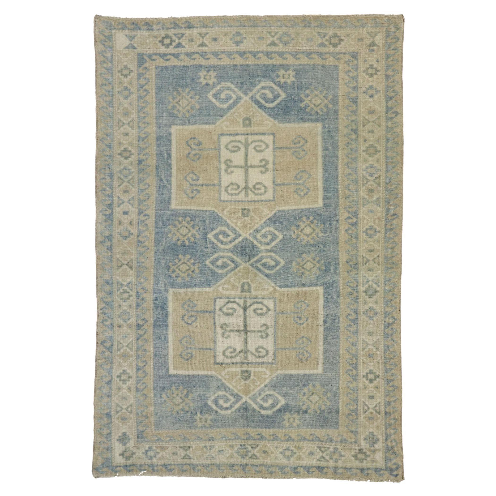 Alfombra Oushak Turca Vintage de Estilo Relajado Costero