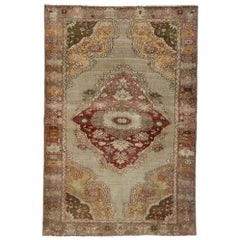 Tapis turc vintage d'Oushak avec style romantique Arts & Crafts