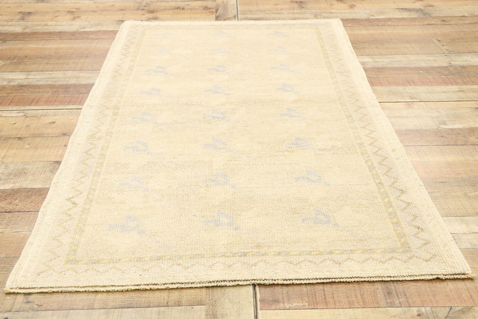 Vintage Turkish Oushak Rug with Romantic Farmhouse Georgian Cottage Style 1