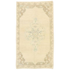Vintage Turkish Oushak Rug with Romantic French Country Cottage Style