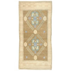 Vintage Turkish Oushak Rug with Romantic French Country Cottage Style