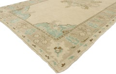 Vintage Turkish Oushak Rug with Romantic Georgian French Cottage Style