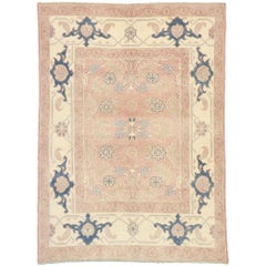 Tappeto turco vintage Oushak con stile romantico georgiano