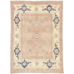 Vintage Turkish Oushak Rug with Romantic Georgian Style