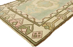 Vintage Turkish Oushak Rug with Romantic Swedish Gustavian Farmhouse Style