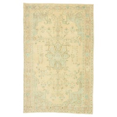 Retro Turkish Oushak Rug with Russian Dacha Home Style