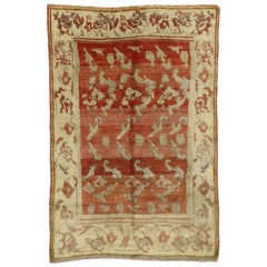 Vintage Turkish Oushak rug with Rustic Prairie Style