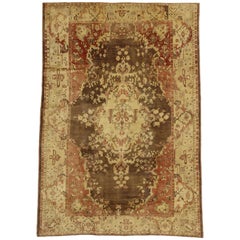 Retro Turkish Oushak Rug with Rustic Arts and Crafts Style