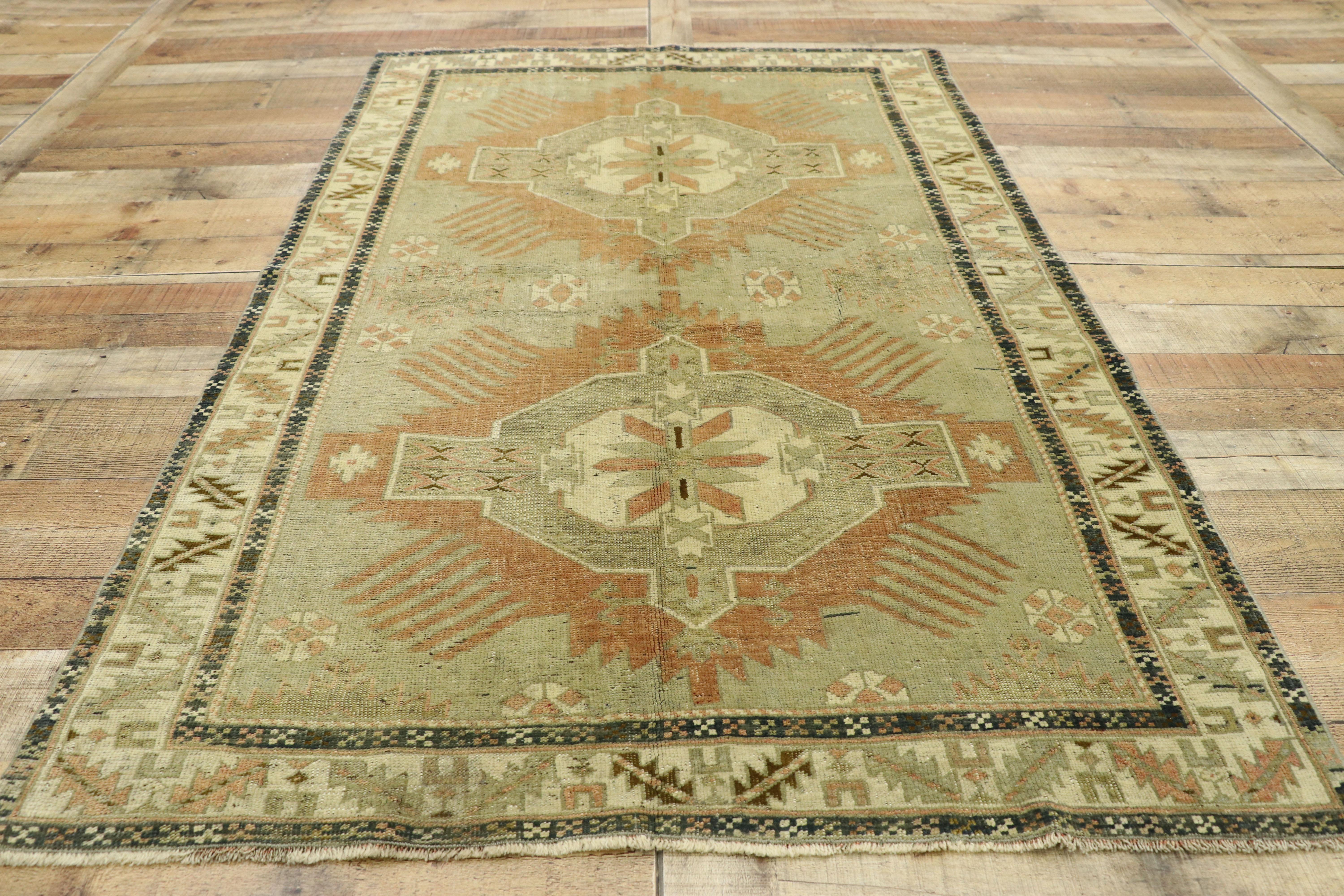 Vintage Turkish Oushak Rug with Rustic Belgian Style For Sale 1