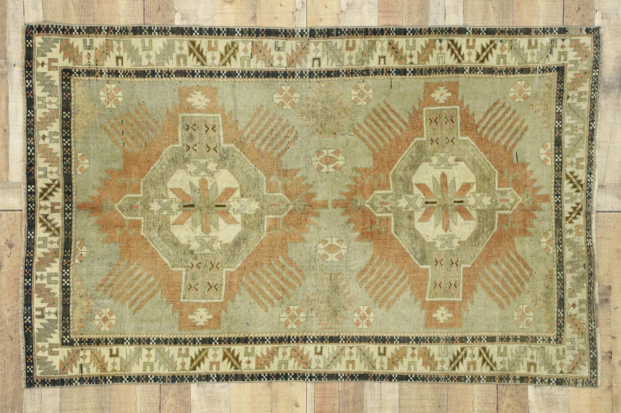 Vintage Turkish Oushak Rug with Rustic Belgian Style For Sale 2