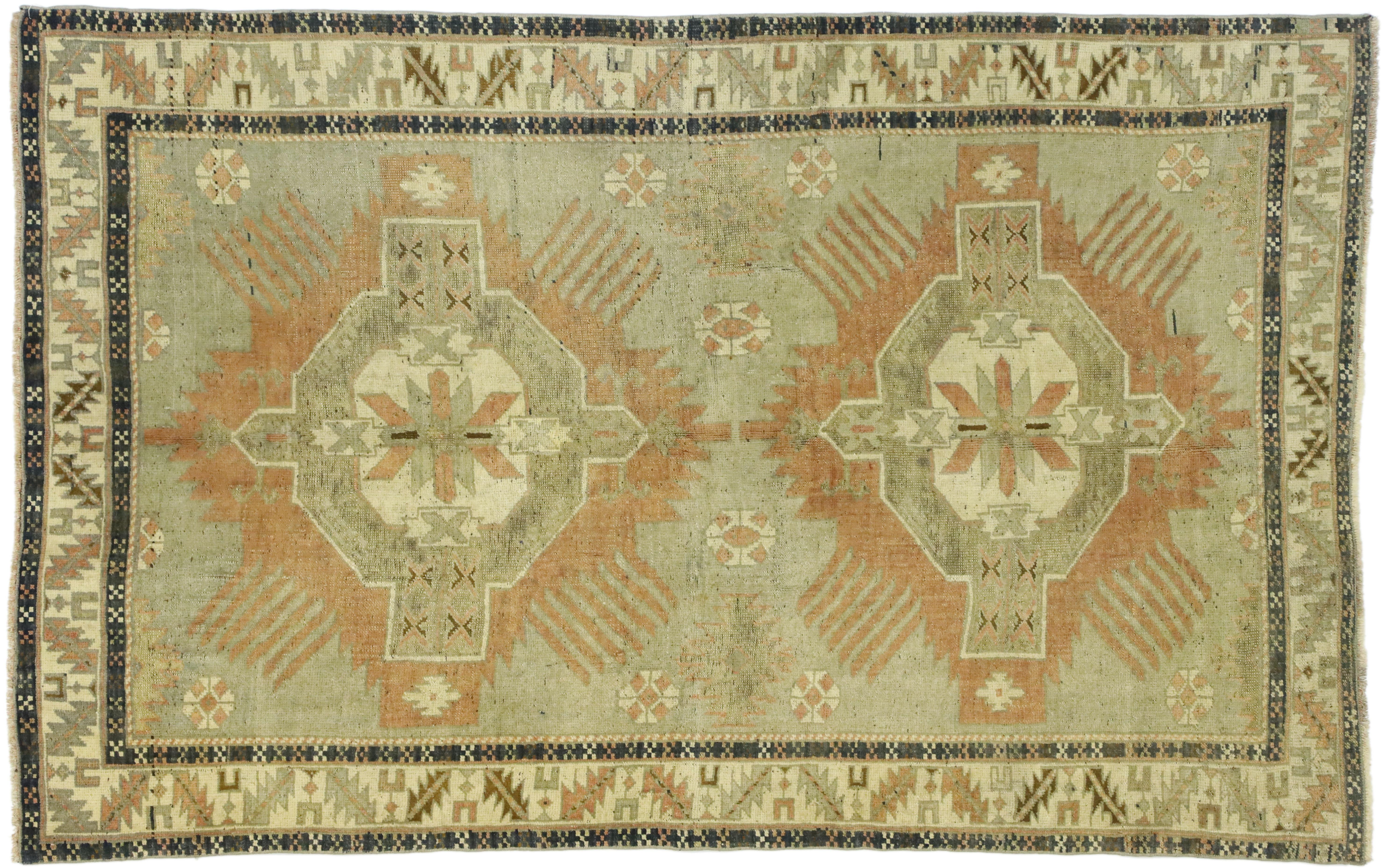 Vintage Turkish Oushak Rug with Rustic Belgian Style For Sale 3