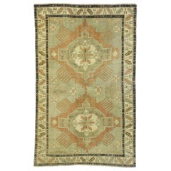 Retro Turkish Oushak Rug with Rustic Belgian Style