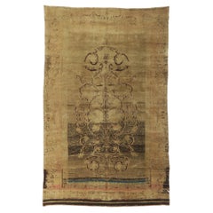 Earth-Tone Vintage Turkish Oushak Rug, Rustic Sensibility Meets Beguiling Charm